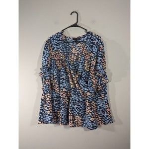 Lane‎ Bryant Floral Faux Wrap Ruffle Short Sleeve Top Women Plus Size 26/28
